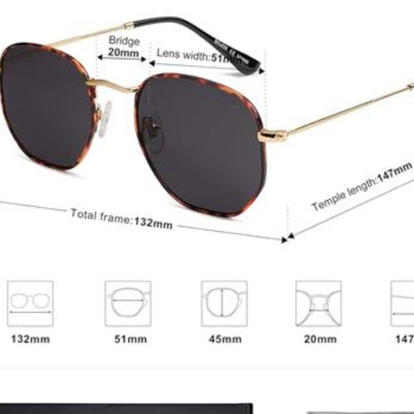 Polarized Sunglasses for Women Men Small Hexagonal Polygon Mirrored Lens main image 5